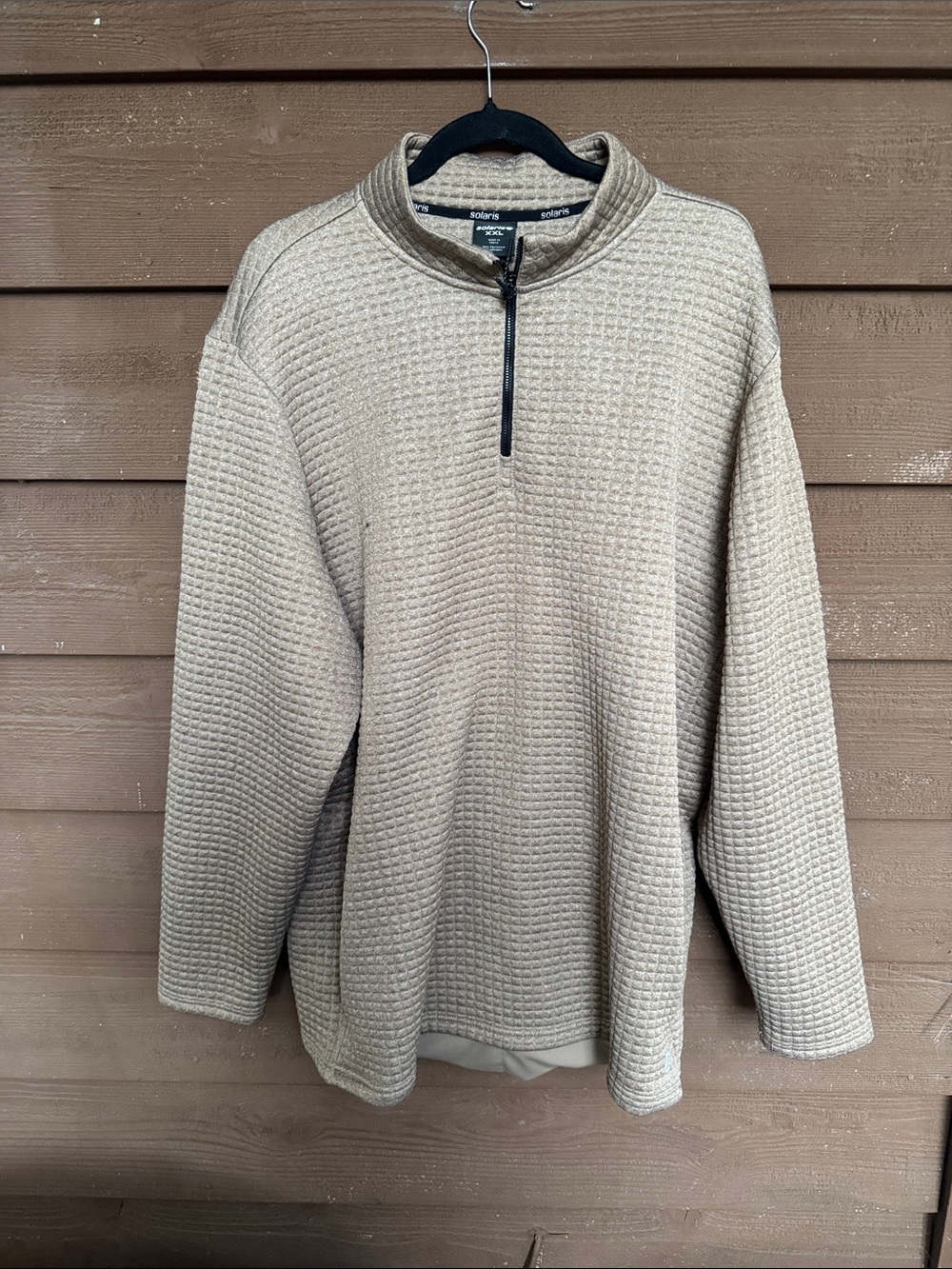 Solaris Men's Beige Half-Zip Waffle Knit Pullover Sweater size XXL